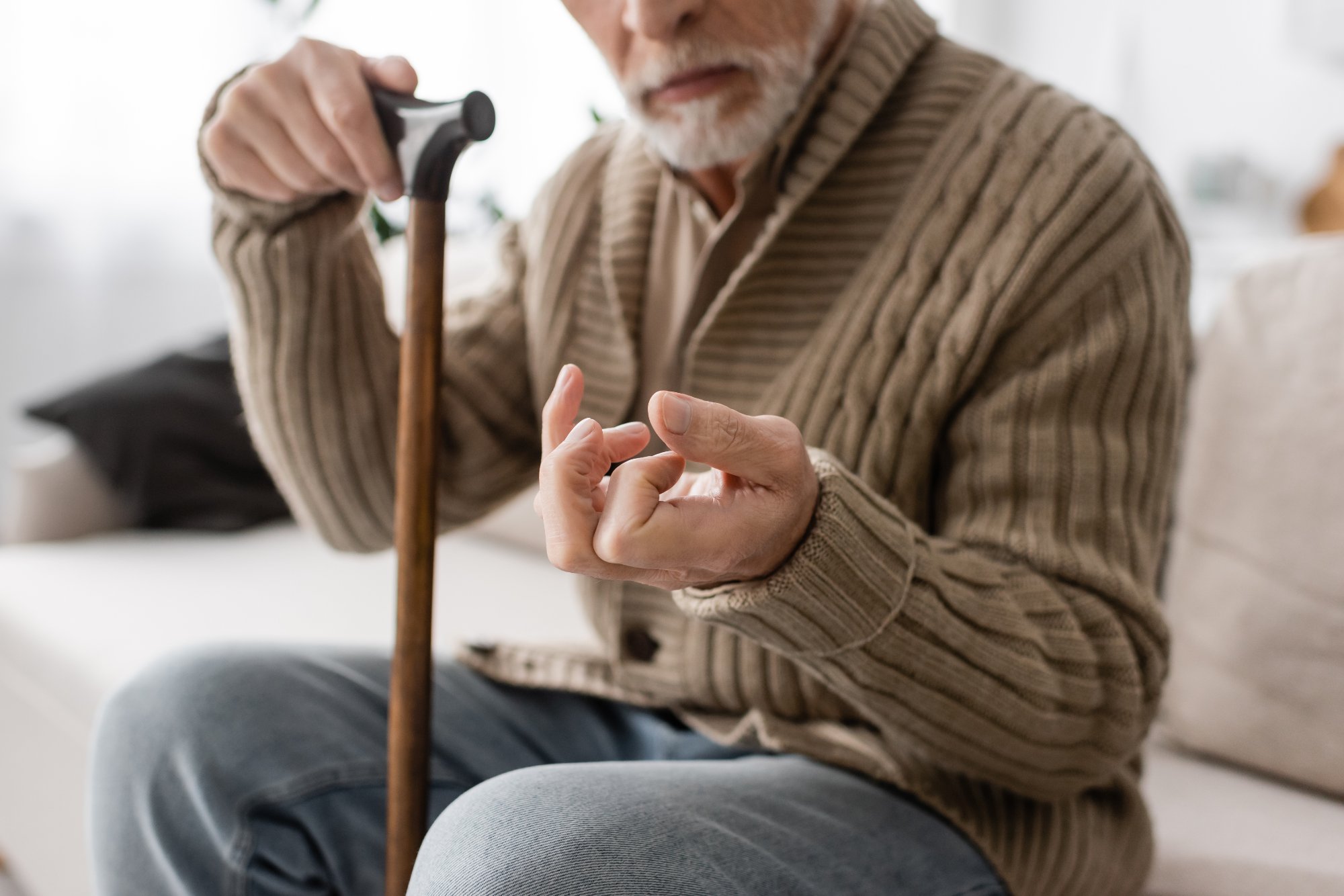 Caregiver assisting elderly person